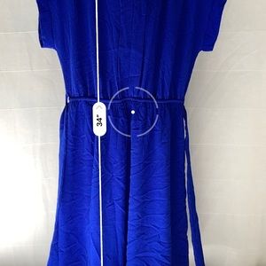 Monteau Women's Printed V Neck Below the Knee Shift Dress Blue Size 2X